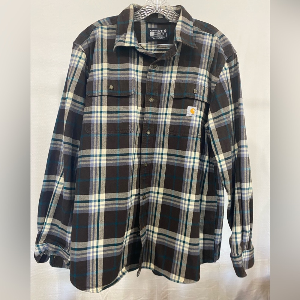 Carhartt Brown and Blue Plaid Shirt
